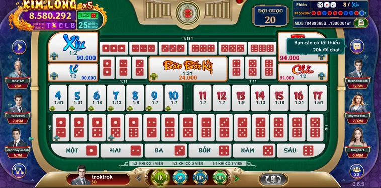 Chinh Phục Bàn Chơi Table Game Sicbo Ngũ Long Tại VaoBet Với Tỷ Lệ Thưởng Khủng